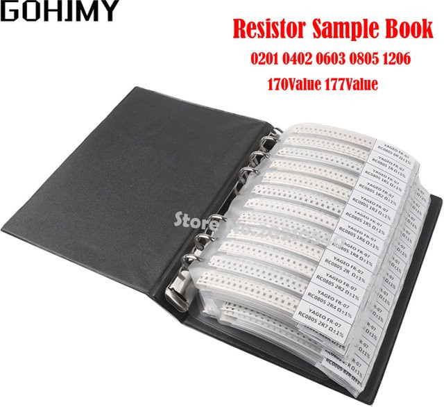 GOHJMY SMD Widerstand Sortier-Kit mit leerem Probenbuch, 1% Toleranz, verschiedene Bauformen und Werte - Bild 1