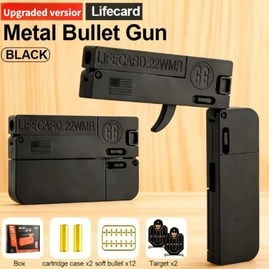 Lifecard Faltbare Spielzeugpistole aus Metalllegierung, Schwarz - Bild 2
