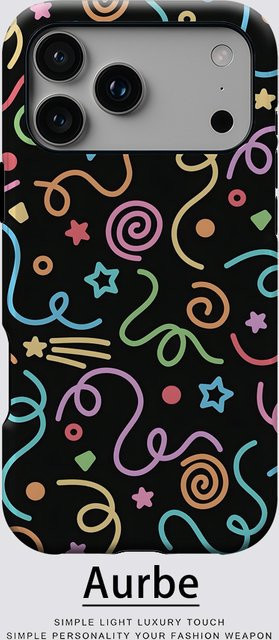 Potdemiel Handyhülle mit buntem Konfetti- und Sternchen-Design für iPhone 17 16 15 14 13 Pro Max Plus, robuste Einzel- und Doppelschicht-Schutzhülle, Mehrfarbig - Bild 1