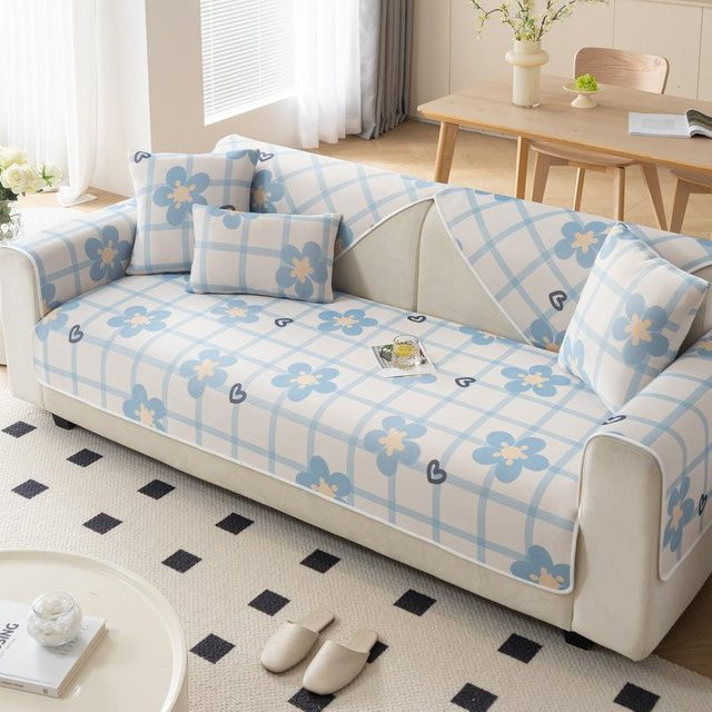 Super Six Sommer Sofa Kissen aus Kunstseide mit Cartoon-Design, Blau, B/B: 70 x 70 cm - Bild 1