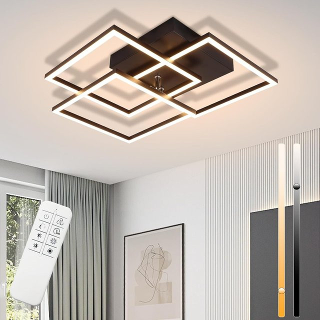 Cliheet Moderne LED-Deckenleuchte in Schwarz mit quadratischem Rahmen, 36 W, dimmbar - Bild 1