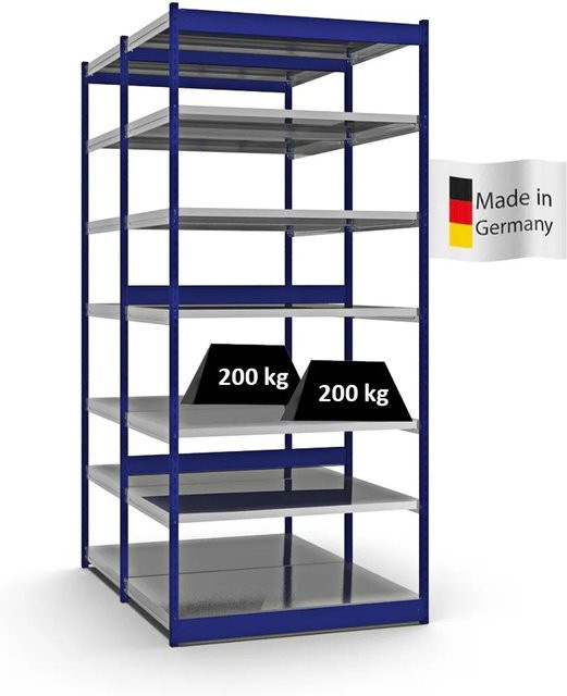 PROREGAL Fachbodenregal Stecksystem mit Vierkant-Profil in Enzianblau, doppelseitige Bauart mit 7 Ebenen, H x B x T: 300 x 132,5 x 80 cm - Bild 1