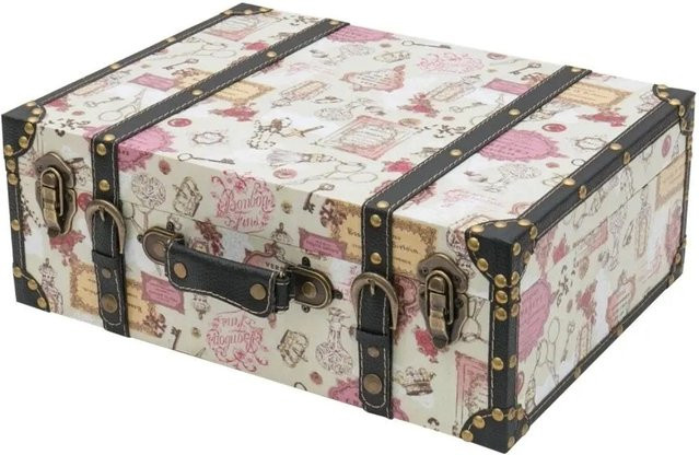 HMF Vintage Holzkiste Koffer Truhe in Weiß und Multicolour, B/T/H: 44 x 32 x 16 cm - Bild 1