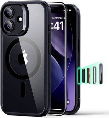 ESR Classic Hybrid MagSafe Schutzhülle für Apple iPhone 17 mit Displayschutz, Schwarz Transparent - Bild 1