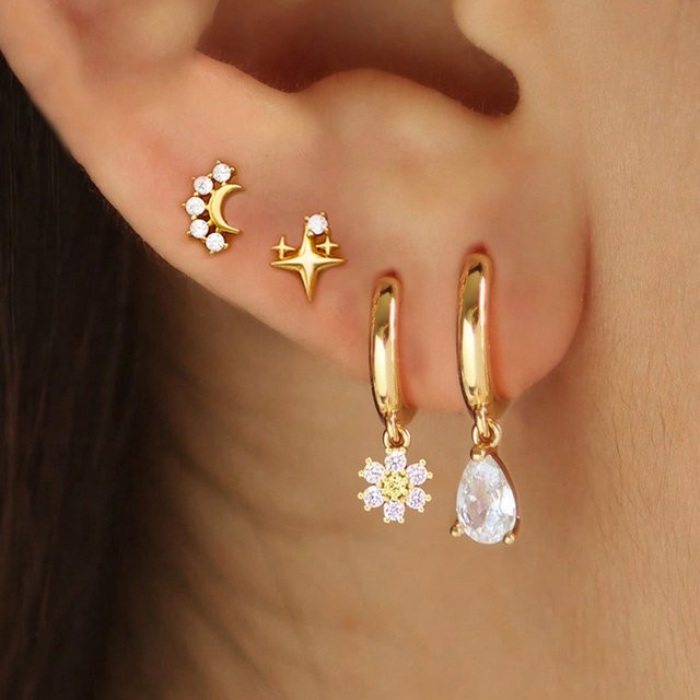 Maodane Ohrringe Edelstahl, Zirkonia, Gold, Damen - Bild 1