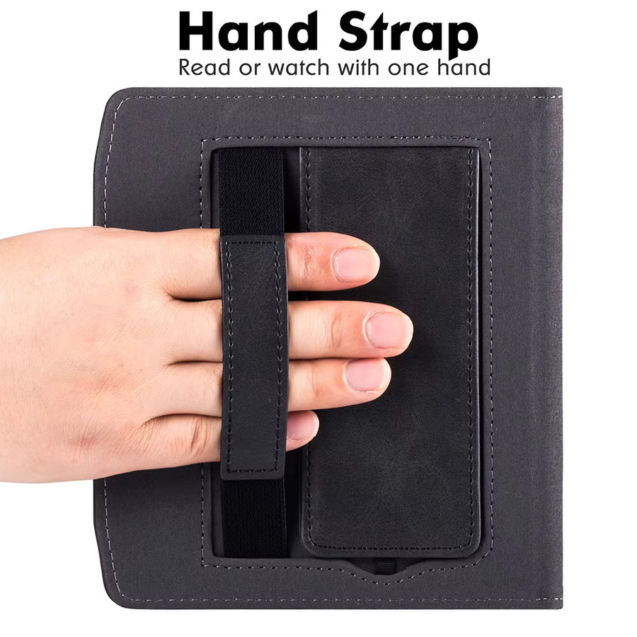 Moboons PU Lederbezug für PocketBook Era 7 Zoll mit Handschlaufe und Auto Wake Schlaf Funktion in Schwarz - Bild 3