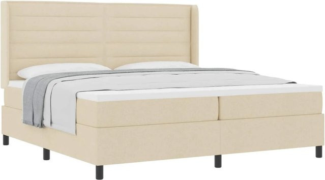 vidaXL Boxspringbett mit Matratze in Beige aus Stoff, B/T/H: 200 x 200 x 203 cm - Bild 1