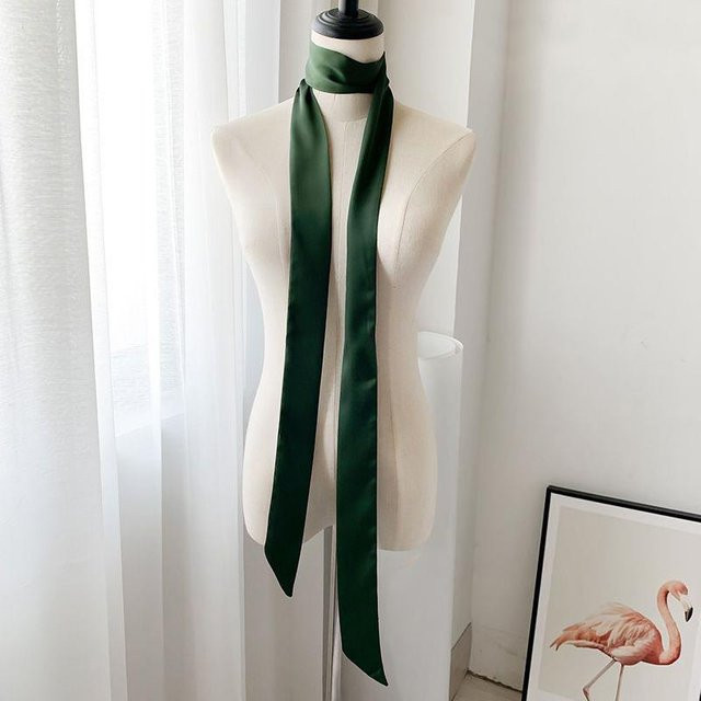Halstuch Damen Satin Seide, grau, 190 cm - Bild 1