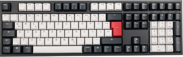 Ducky One 2 Tuxedo MX-Speed-Silver Gaming Tastatur mechanisch QWERTZ DE in Schwarz/Weiß/Rot - Bild 1