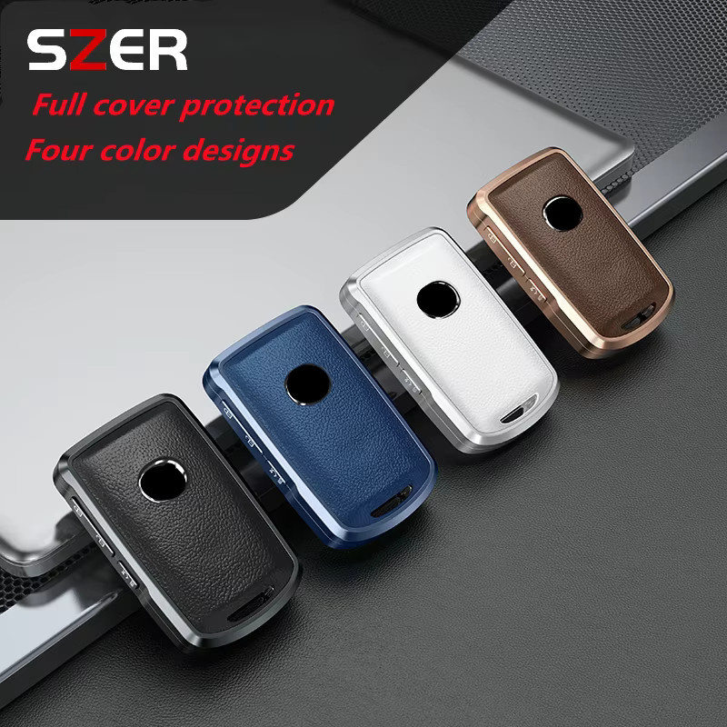Leder Schlüsselhülle für Mazda Fernbedienung Schlüssel Fob Abdeckung aus Metall für Mazda 3 6 CX30 MX30 CX9 CX5 MX5 SZER - Bild 3