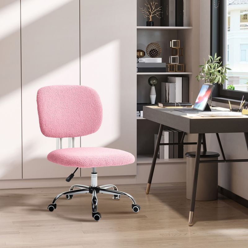 Vinsetto Ergonomischer Bürostuhl aus Samt in Rosa, Höhenverstellbarer Drehstuhl ohne Armlehnen für Home Office und Gaming - Bild 2
