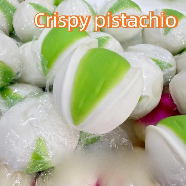 Pistazie Squishy Stressball Fidget Spielzeug, runde Blöcke, green - Bild 1