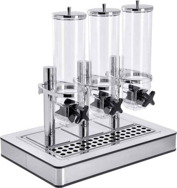 VEGA Müslispender Fundale dreifach GN 1/1, 3x 4l, Edelstahl Weiß Transparent Silber, Rechteckig, B: 63,0 cm, T: 42,5 cm, H: 64,7 cm - Bild 1