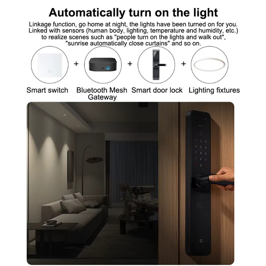 RKHK Smart Wifi Touch Lichtschalter mit Temperatur- und Feuchtigkeitssensor, Tuya Steuerung für Google Assistant und Amazon Alexa, Weiß - Bild 2