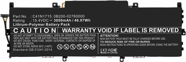 CoreParts Akku MBXAS-BA0252 für ASUS U3100FN, Schwarz - Bild 1
