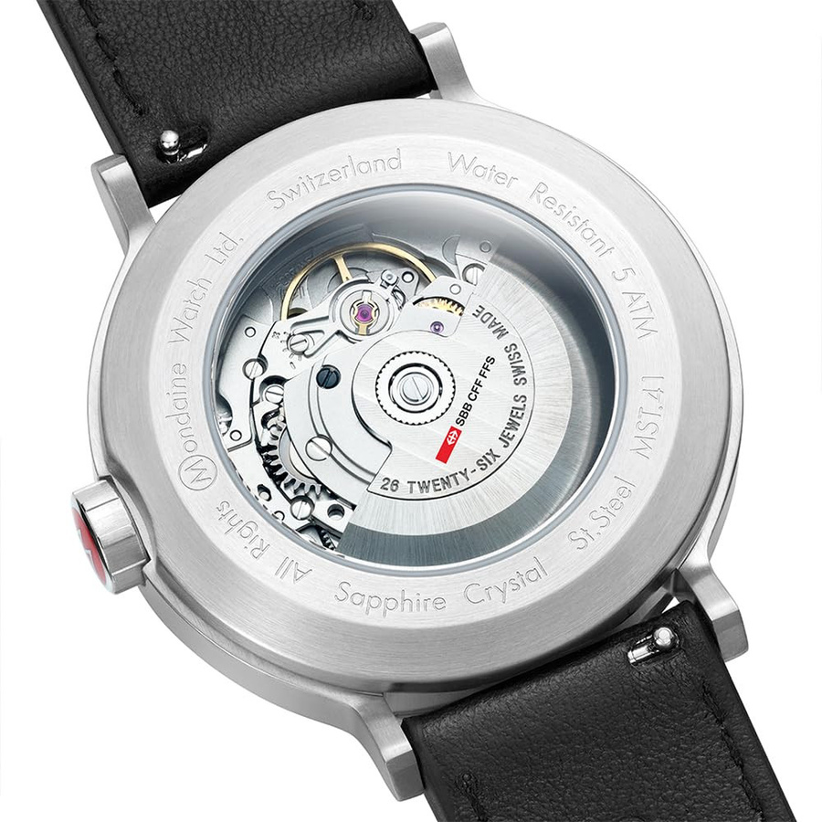 Mondaine Herrenuhr, Automatik, Edelstahl, 41 mm, Leder, Weiß - Bild 4