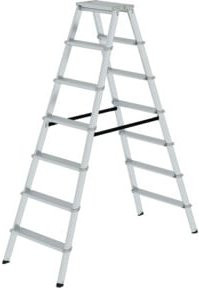 MUNK Aluminium-Stehleiter ML beidseitig begehbar mit 2 x 7 Stufen in Silber - Bild 1