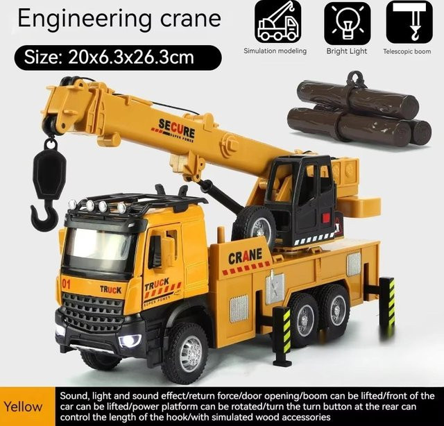 Linyi toy car Straßensperr-Transport-LKW-Kran-Modell, 1:32, Metall, ab 14 Jahren - Bild 1