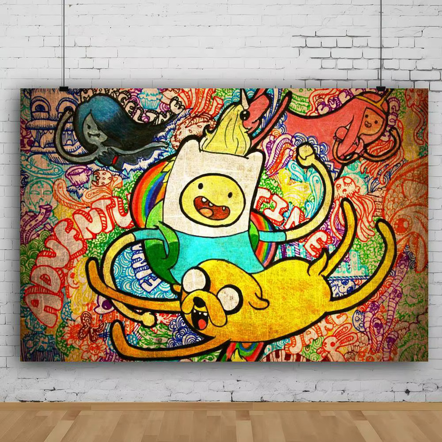 Mesuca Weihnachts-Fotohintergrund Cartoon Adventure Time in Multicolour für Fenster und Kamin, B/H: 70 x 70 cm - Bild 2
