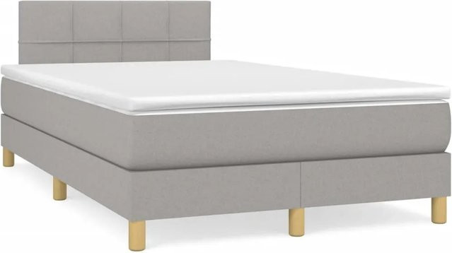 vidaXL Boxspringbett mit Matratze Hybrid-Design in Hellgrau, B/T: 120 x 200 cm - Bild 1