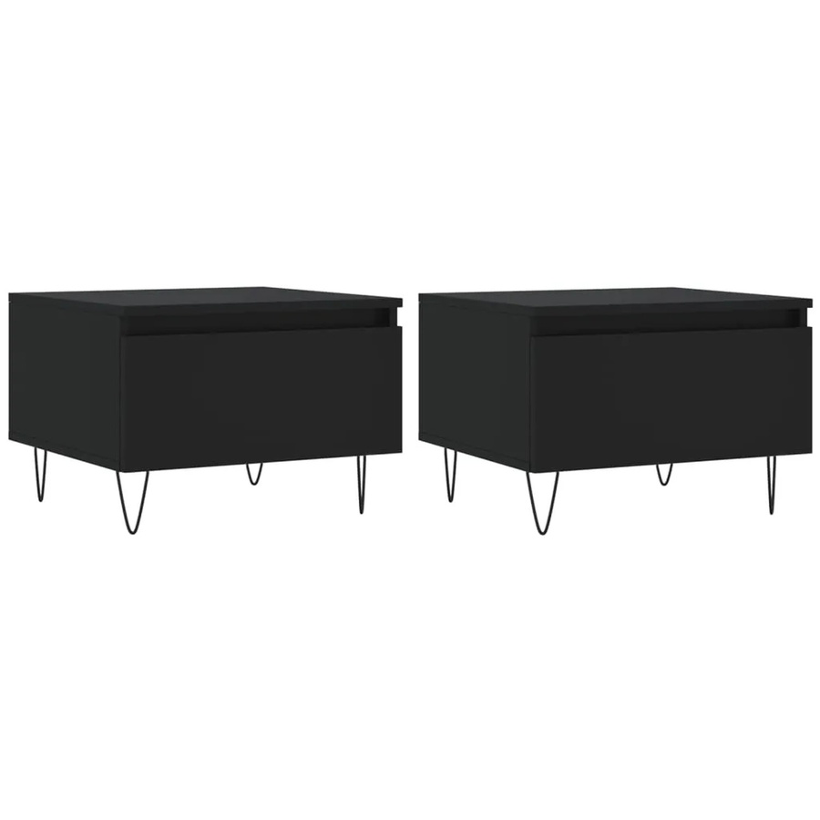 vidaXL Couchtisch Set Modell 3 in Schwarz, 2er Set aus Holzwerkstoff und Metall, modern, B/T/H: 50 x 46 x 35 cm - Bild 2