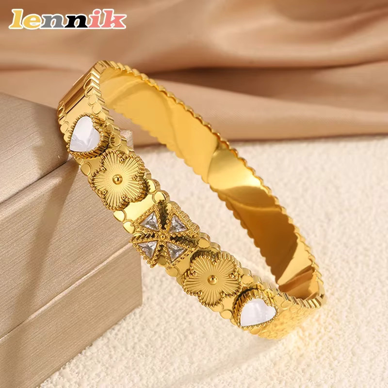 LENNIK Armband Titanstahl, Love Clover Flower, Damen - Bild 2