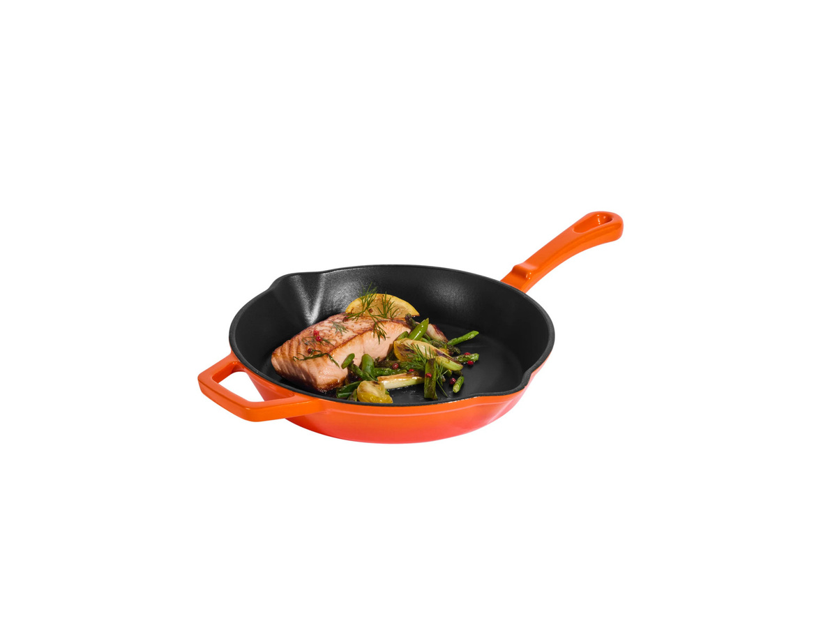 SILVERCREST Premium-Gusseisenpfanne als Grillpfanne, emailliert, Orange, Durchmesser: 28,0 cm - Bild 3