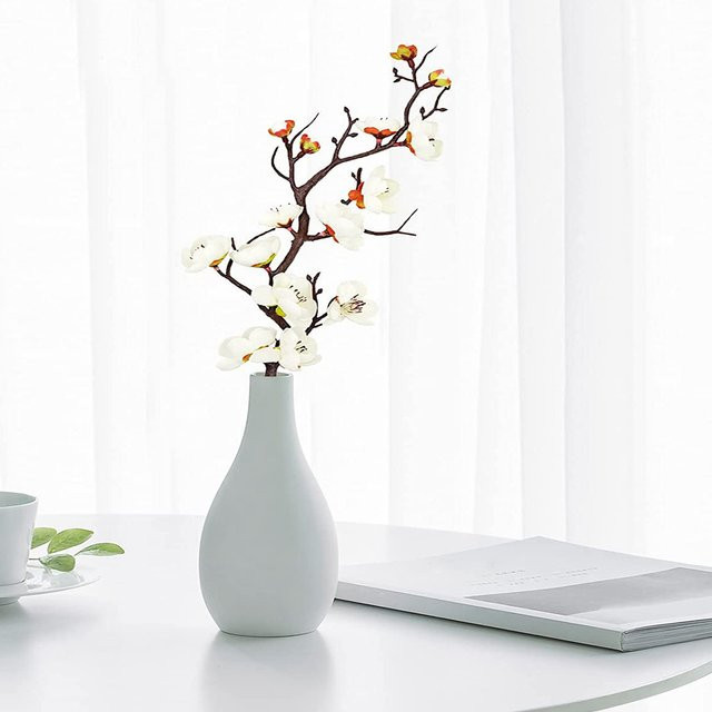 TTCY Künstliche Pflaumenblüten und Pfirsichzweige in Weiß für deine Dekoration zu Hause, Hochzeit oder Büro - Bild 1