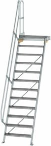 Günzburger Aluminium-Treppenplattform 60 Grad mit 12 Stufen in Silber, B/T/H: 110 x 80 x 46 cm - Bild 1