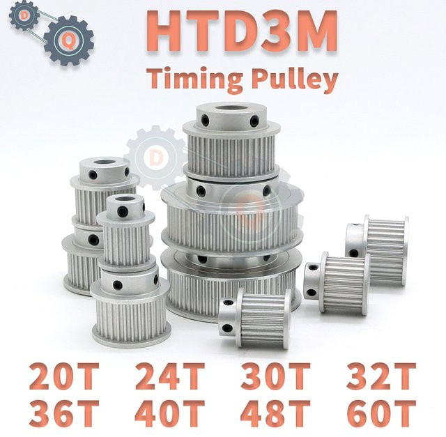 HTD 3M Zahnriemenscheibe in Silber mit 20T, 30T, 40T oder 60T für Synchronriemenbreiten von 10 mm oder 15 mm - Bild 1