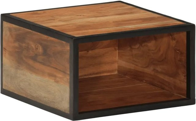 vidaXL Wand-Nachttisch aus Massivholz Akazie und Eisen, B/T/H: 35 x 35 x 20 cm, Braun/Schwarz - Bild 1