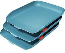 Leitz Briefkorb Cosy Briefablage 3er Set aus Kunststoff für A4-Dokumente, blau - Bild 1