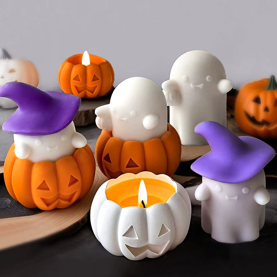 UDOCOOL 3D Kürbis Silikonform für DIY Halloween Kerzen, Seife und Gips als dekorative Form für handgemachte Geschenke - Bild 3