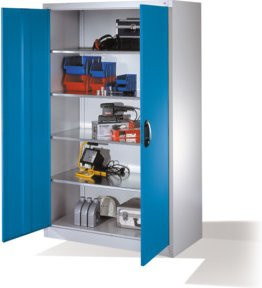 C+P Werkzeugschrank mit Drehtüren und 4 Innenböden, Farbe Lichtblau und Lichtgrau, H: 195 cm, B: 120 cm, T: 60 cm - Bild 1
