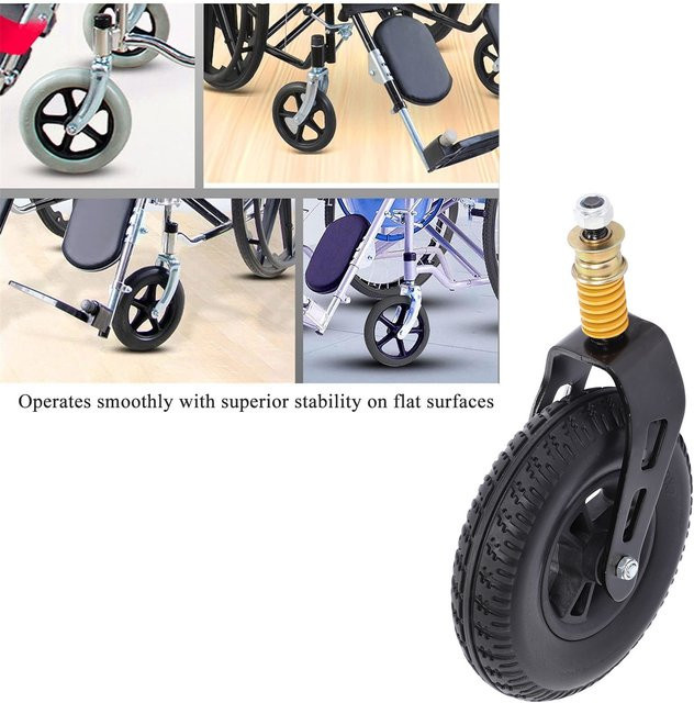 TOPINCN 8-Zoll Rollstuhl-Vorderrad in Schwarz für Walker und Rollatoren - Bild 1