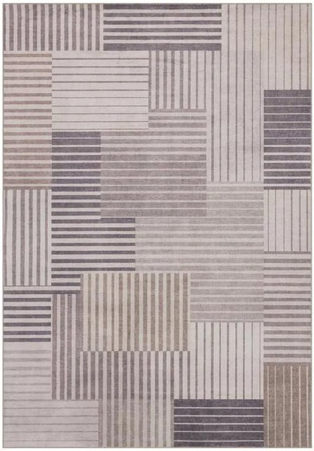 Vercai Rugs Teppich Flanel Streifen Beige Grau B/T: 120 x 170 cm - Bild 1
