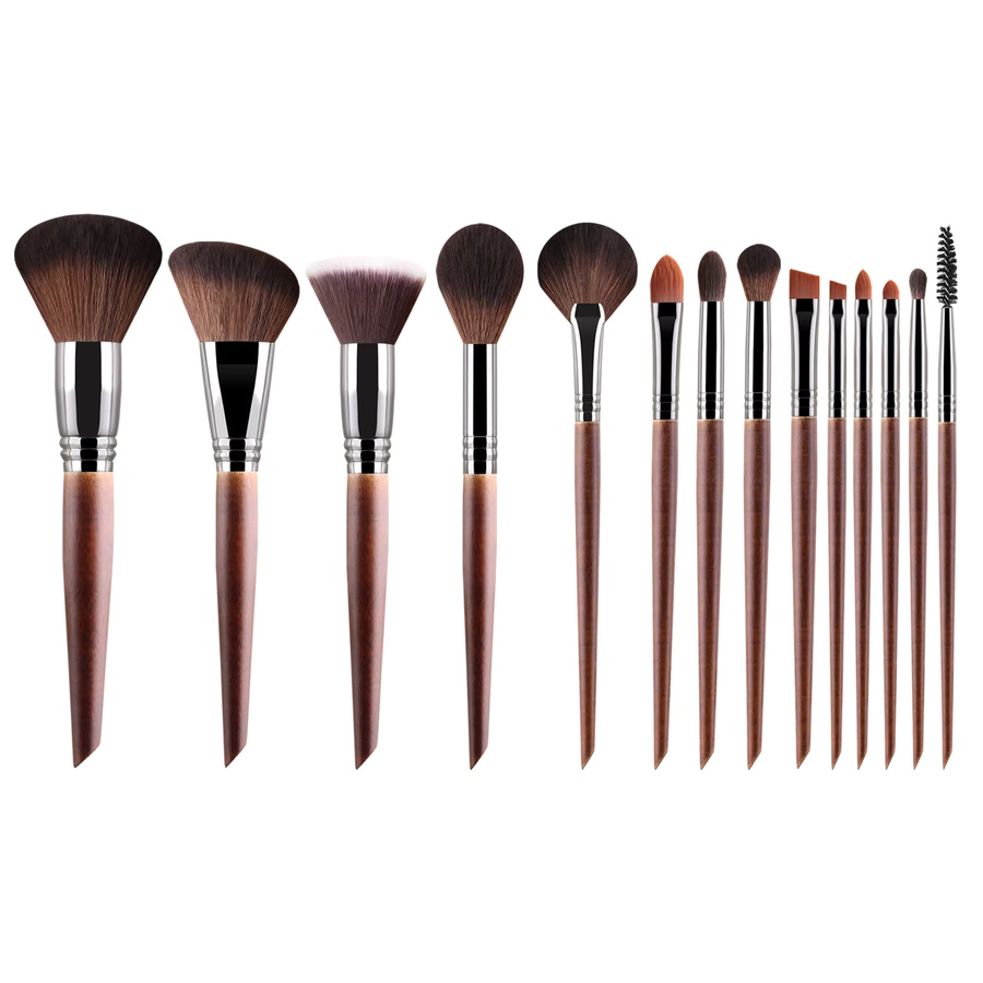 Ronshadow Make-up-Pinsel-Set, 14-teilig, Holzgriff, Unisex - Bild 4