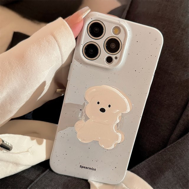 MUQGEW Handyhülle mit Cartoon Welpen Design für iPhone 17 16 15 14 13 12 11 Pro Max XR XS X 7 8 Plus Stoßfestes Soft Cover mit Telefonhalter - Bild 1