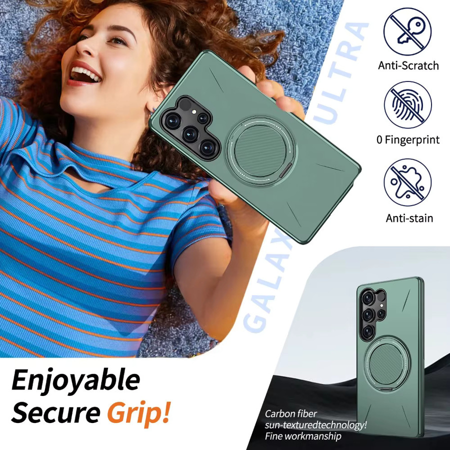 Magnetische 360 Grad rotierende Schutzhülle mit MagSafe Kompatibilität für Samsung Galaxy S26 S25 Edge S24 Plus S23 FE Ultra in Schwarz und Grün - Bild 2
