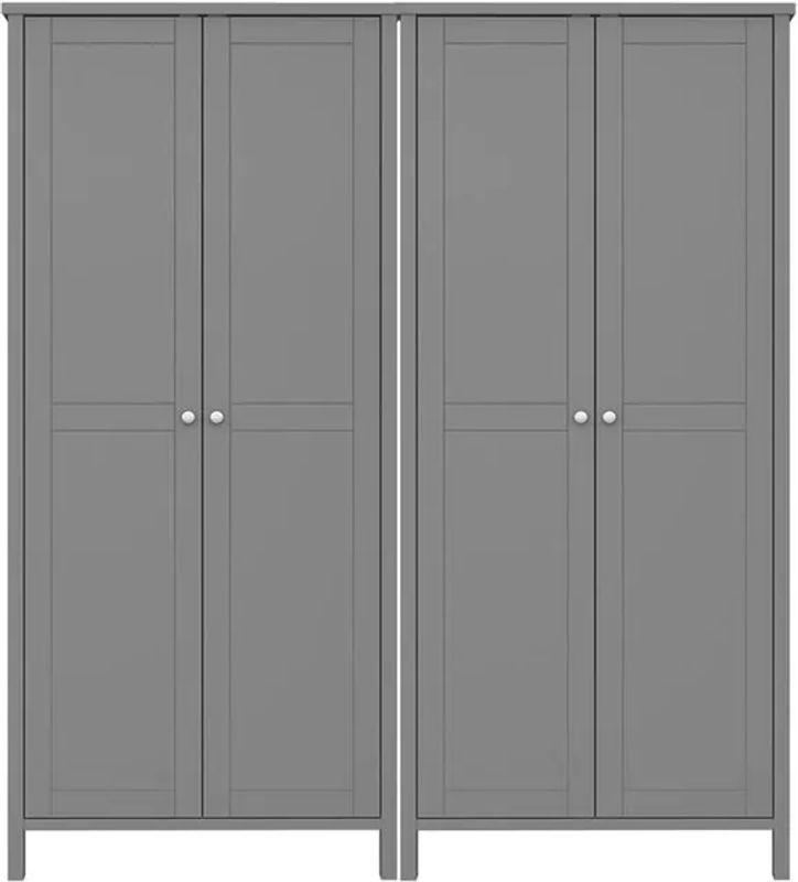 Moderner Kleiderschrank Tromsø mit 4 Drehtüren von EBUY24 in Grau - Bild 1