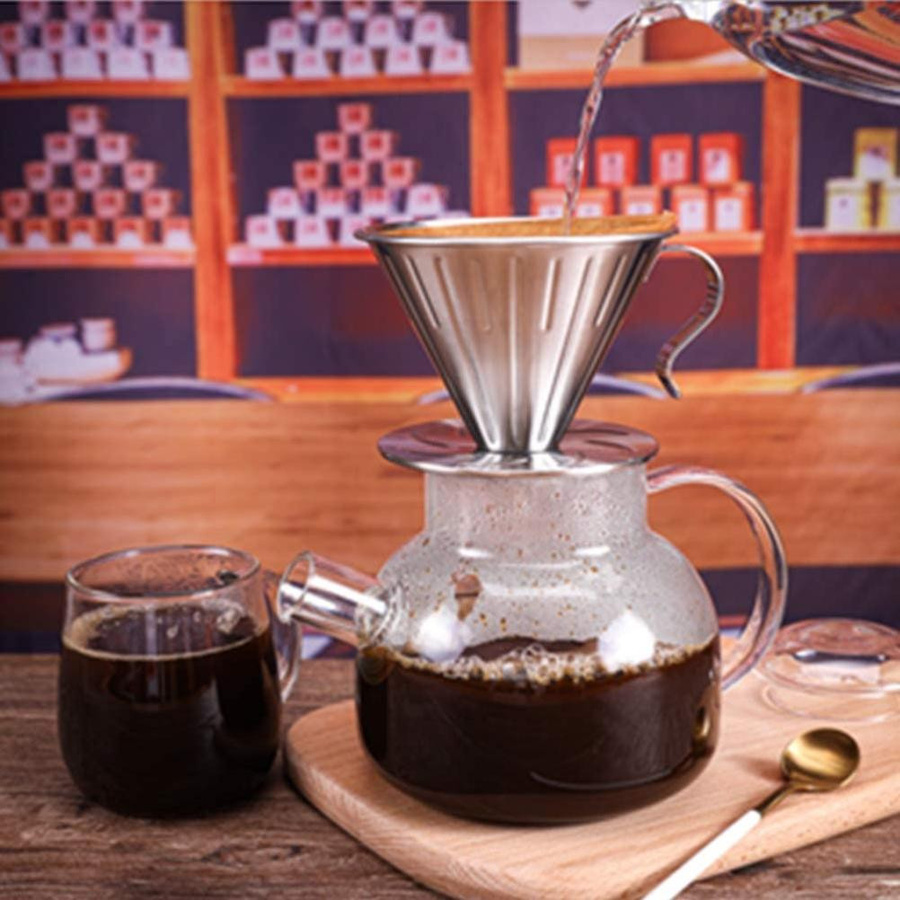 Wiederverwendbarer Kaffeefilter aus Edelstahl von CosyHome in Silber als Kaffeetropfer und Kaffeefilterhalter - Bild 2