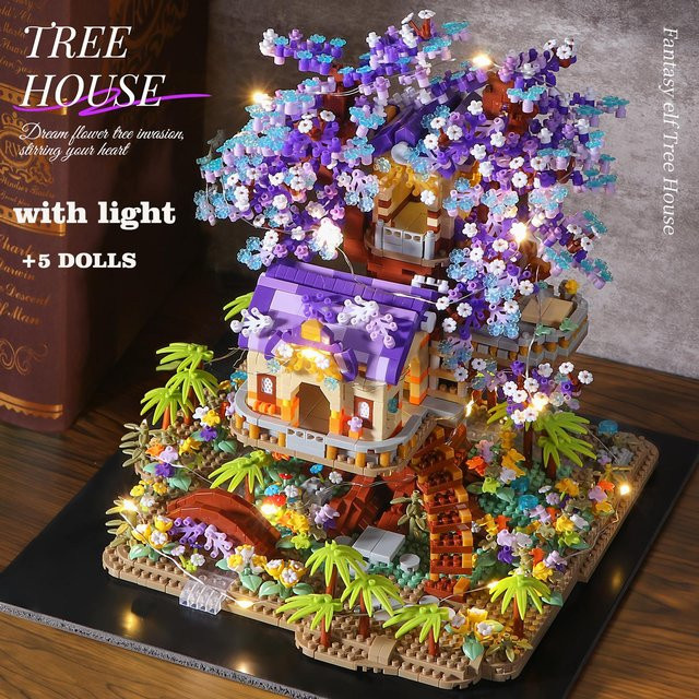 Linyi toy Baumhaus mit Kirsche und Blüte, Bausteine, 3500 Teile, ab 6 Jahren - Bild 1