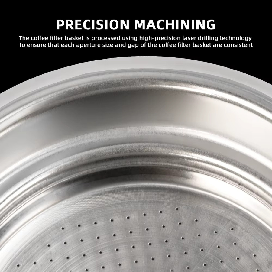 Dalinwell Wiederverwendbarer Espresso-Kaffeefilter aus Edelstahl, doppelschichtiger Siebträger-Filterkorb, Silber, Durchmesser: 51 mm - Bild 3