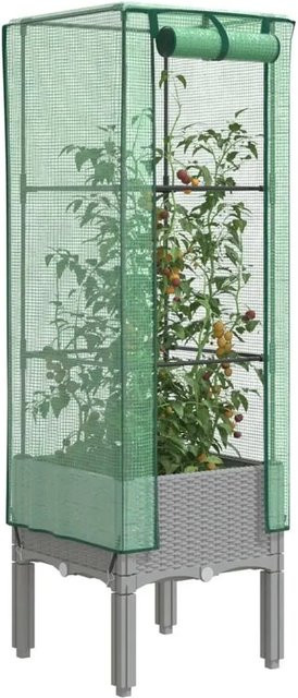 Furnicato Hochbeet mit Gewächshausaufsatz in Grau, B/T/H: 40 x 40 x 140 cm - Bild 1