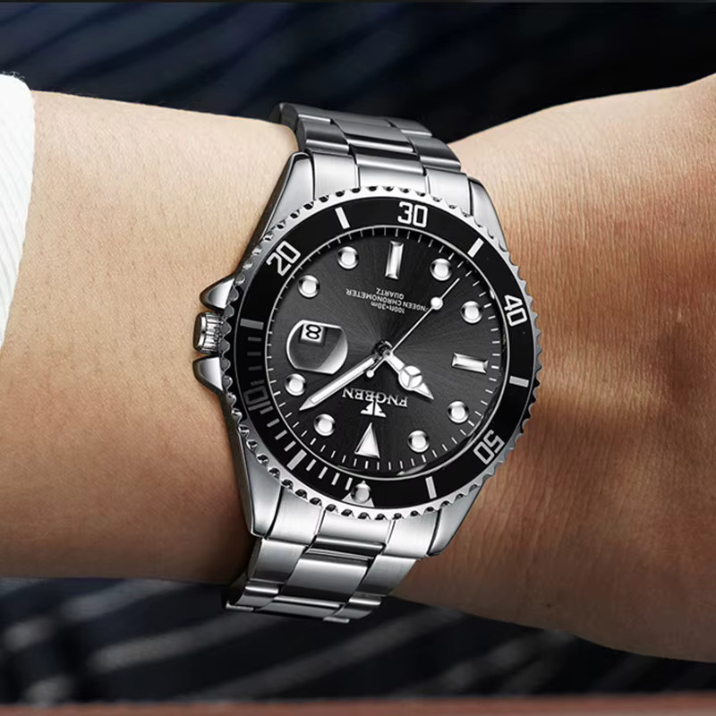 BINBOND Armbanduhr, Quarz, Edelstahl, Silber, Herren, Datum - Bild 5
