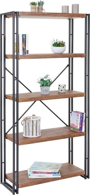 Bücherregal MCW-A27 Wohnregal in Wildeiche-Optik mit 5 Ebenen, Farbe: Braun, H x B x T: 165 x 80 x 30 cm - Bild 1