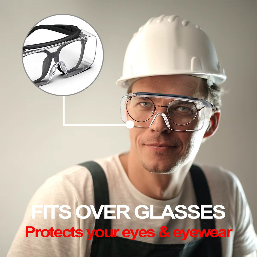 VOPHA Schutzbrille HM6 über der Brille mit ANSI Z87.1-Gläsern, transparent, mit Antibeschlag- und Kratzschutz sowie Seitenschutz - Bild 2