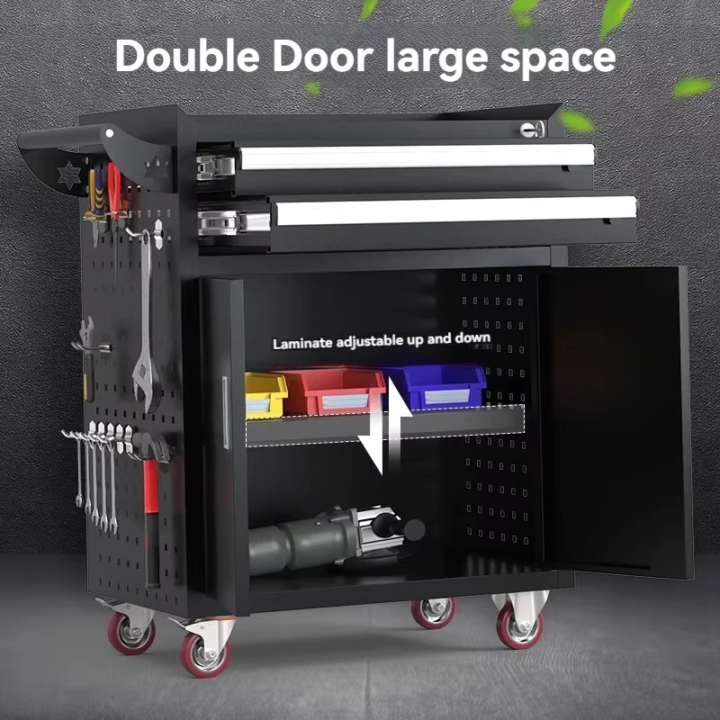 Multifunktionaler Werkzeugwagen für Werkstatt und Auto in Schwarz B/T/H: 85,0 x 65,0 x 40,0 cm - Bild 2