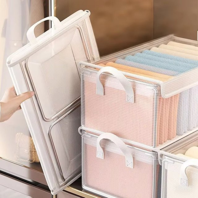 Untior Faltbare Kleidungs-Aufbewahrungsbox aus transparentem PVC, Wasserdicht und Feuchtigkeitsbeständig - Bild 1
