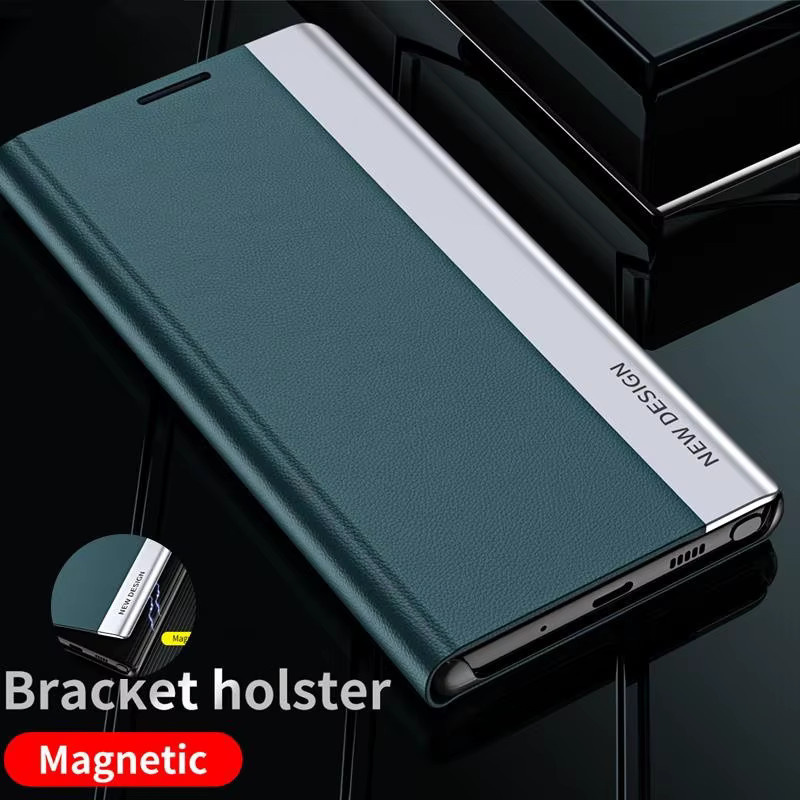 Leder Flip Phone Case für Samsung Galaxy S24 S23 S22 S21 S20 FE Ultra Magnetische Buchhülle mit Standfunktion in Blau - Bild 3